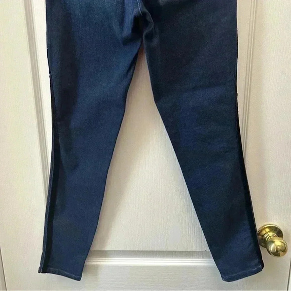 GAP  True Skinny Super High Rise Velvet Side Stripe Tuxedo Jeans Blue Size 26 - Picture 8 of 13